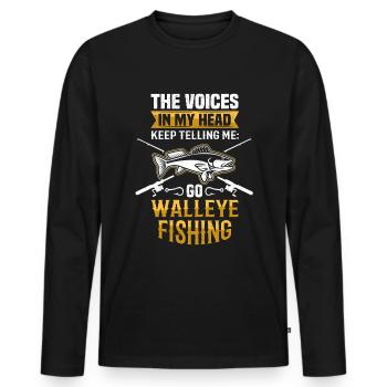 Zander Pêche au doré - T-shirt manches longues Premium bio Homme - noir - Devant - Nico (187cm)