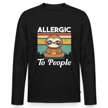 Faultier Allergisch Lustig Sarkasmus Misanthrop - Männer Premium Bio Langarmshirt - Schwarz - Vorne - Nico (187cm)