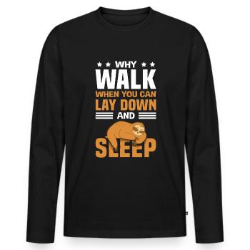 Faultier Lustig Faulheit Schlafen - Männer Premium Bio Langarmshirt - Schwarz - Vorne - Nico (187cm)