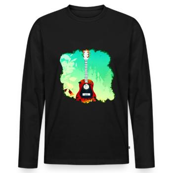 Colorful Guitar in Forest Nature Music - Men's Premium Organic Long Sleeve Shirt - black - Front - Nico (187cm)