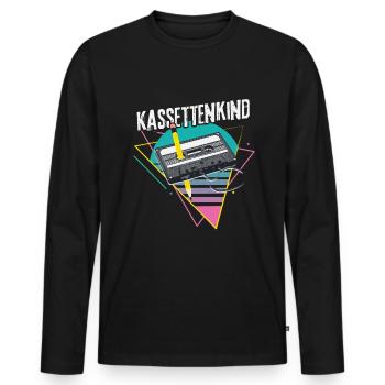 Kassettenkind 80er Jahre Musik Kassette Mixtape - Männer Premium Bio Langarmshirt - Schwarz - Vorne - Nico (187cm)