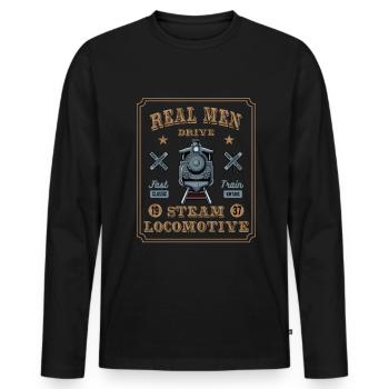 Dampflok Eisenbahn Lokführer Züge - Männer Premium Bio Langarmshirt - Schwarz - Vorne - Nico (187cm)