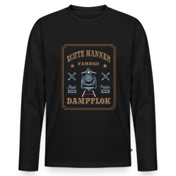 Dampflok Züge Eisenbahn Lokführer - Männer Premium Bio Langarmshirt - Schwarz - Vorne - Nico (187cm)