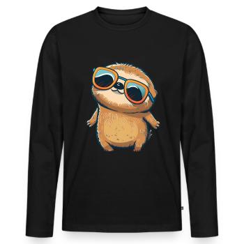 Cute sloth with sunglasses - Men's Premium Organic Long Sleeve Shirt - black - Front - Nico (187cm)