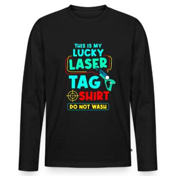 Laser Tag Laser Gun Laser Tag Lasergame - T-shirt manches longues Premium bio Homme - noir - Devant - Nico (187cm)