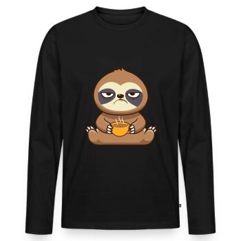 Faultier Kaffee Lustig Arbeitskollegen - Männer Premium Bio Langarmshirt - Schwarz - Vorne - Nico (187cm)