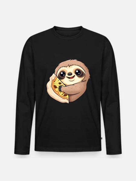 Pizza Sloth Pizza Lover - Men's Premium Organic Long Sleeve Shirt - black