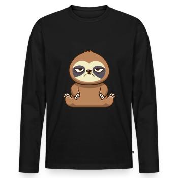 Paresseux Drôle Fatigué Matin Grouch - T-shirt manches longues Premium bio Homme - noir - Devant - Nico (187cm)