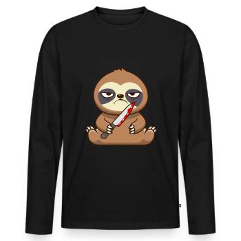 Sloth Misanthrope Morning Muffle - Men's Premium Organic Long Sleeve Shirt - black - Front - Nico (187cm)