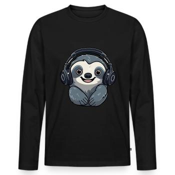 Sloth Headphones Music Lover DJ - T-shirt manches longues Premium bio Homme - noir - Devant - Nico (187cm)