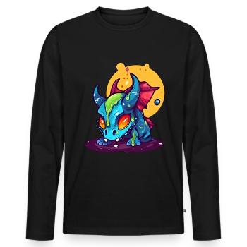 Drache Dinosaurier Fantasy Dragon - Männer Premium Bio Langarmshirt - Schwarz - Vorne - Nico (187cm)