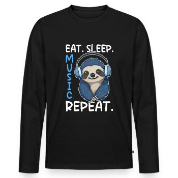 Musikliebhaber Kopfhörer Musik Faultier DJ - Männer Premium Bio Langarmshirt - Schwarz - Vorne - Nico (187cm)