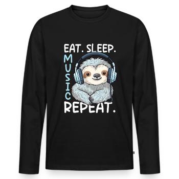 Musik Faultier DJ Musikliebhaber Kopfhörer - Männer Premium Bio Langarmshirt - Schwarz - Vorne - Nico (187cm)