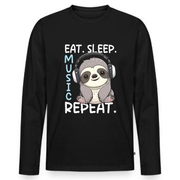 Kawaii Musikliebhaber Kopfhörer Musik Faultier DJ - Männer Premium Bio Langarmshirt - Schwarz - Vorne - Nico (187cm)