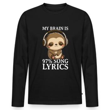 Musik hören Faultier Kopfhörer Kawaii DJ - Männer Premium Bio Langarmshirt - Schwarz - Vorne - Nico (187cm)