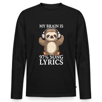 Musik hören Faultier Kopfhörer DJ - Männer Premium Bio Langarmshirt - Schwarz - Vorne - Nico (187cm)