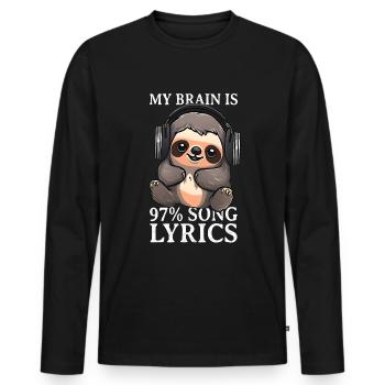 Faultier DJ Musik hören Kopfhörer - Männer Premium Bio Langarmshirt - Schwarz - Vorne - Nico (187cm)