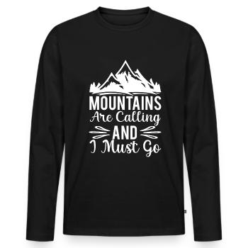 The Mountains are Calling and I must Go - Men's Premium Organic Long Sleeve Shirt - black - Front - Nico (187cm)