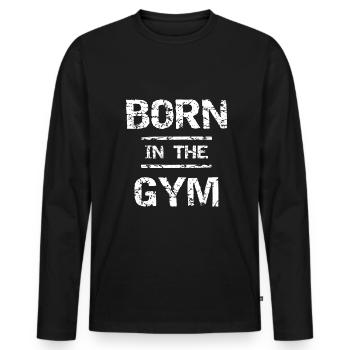Fitness Gym Workout Bodybuilding - Men's Premium Organic Long Sleeve Shirt - black - Front - Nico (187cm)