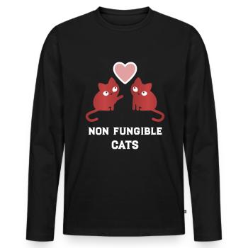 NFT Chats non fongibles - T-shirt manches longues Premium bio Homme - noir - Devant - Nico (187cm)