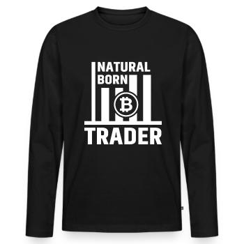 Bitcoin Trader Trading BTC - Men's Premium Organic Long Sleeve Shirt - black - Front - Nico (187cm)