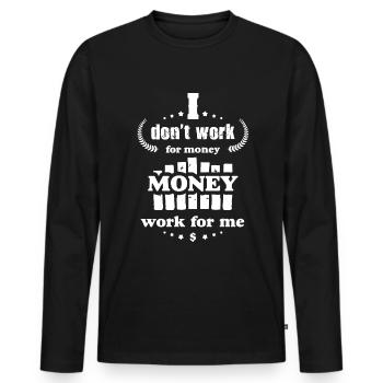 Je ne travaille pas pour l’argent Citations drôles d’argent - T-shirt manches longues Premium bio Homme - noir - Devant - Nico (187cm)
