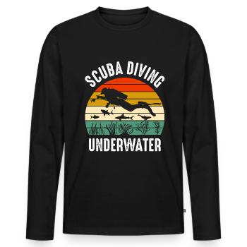 Scuba Diving Diver Underwater World Taucher - Männer Premium Bio Langarmshirt - Schwarz - Vorne - Nico (187cm)