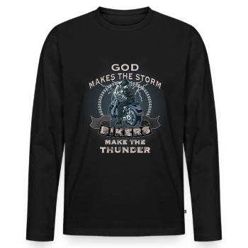 Funny saying motorcycle for bikers motorcyclists - Men's Premium Organic Long Sleeve Shirt - black - Front - Nico (187cm)