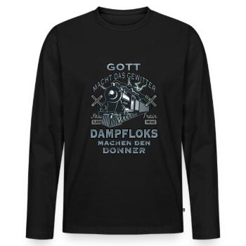 Dampflok fahren macht Spaß wie eine Eisenbahn - Männer Premium Bio Langarmshirt - Schwarz - Vorne - Nico (187cm)