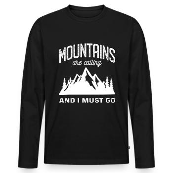 The Mountains are Calling and I must Go Berge - Men's Premium Organic Long Sleeve Shirt - black - Front - Nico (187cm)