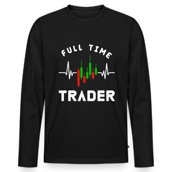 The Full Time Trader Trading Charts Diagram Stocks - Men's Premium Organic Long Sleeve Shirt - black - Front - Nico (187cm)