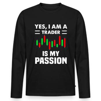 Oui Im A Trader est ma passion Trading - T-shirt manches longues Premium bio Homme - noir - Devant - Nico (187cm)