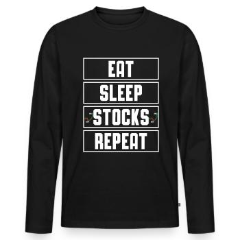 Eat Sleep Stocks repeat Trader Trading - Men's Premium Organic Long Sleeve Shirt - black - Front - Nico (187cm)
