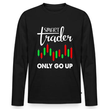 Smart Trader Trading Stock Trader only go up - Männer Premium Bio Langarmshirt - Schwarz - Vorne - Nico (187cm)