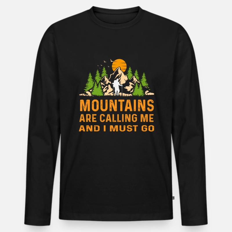 Le montagne mi chiamano e devo andare a Berge - Maglia a manica lunga ecologica premium da uomo - nero