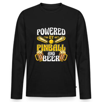 Pinball Retro Gaming Bière Pinball Machine - T-shirt manches longues Premium bio Homme - noir - Devant - Nico (187cm)