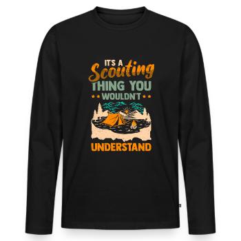 Scouts Camping Camping Scoutisme - T-shirt manches longues Premium bio Homme - noir - Devant - Nico (187cm)