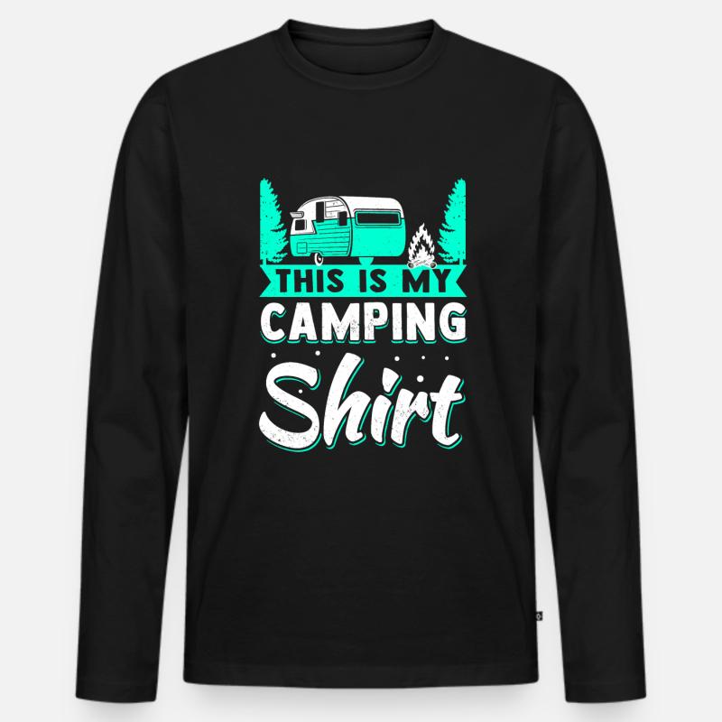 Camping Campen Wohnwagen Camper - Männer Premium Bio Langarmshirt - Schwarz