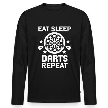 Eat Sleep Darts repeat Game of Darts - Men's Premium Organic Long Sleeve Shirt - black - Front - Nico (187cm)