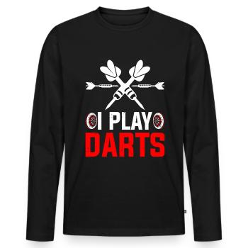 I Play Darts the Game of Dart - Men's Premium Organic Long Sleeve Shirt - black - Front - Nico (187cm)