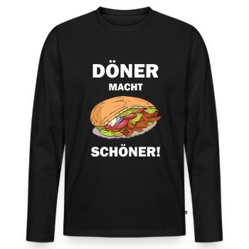 Döner macht schöner lustige Döner Sprüche - Männer Premium Bio Langarmshirt - Schwarz - Vorne - Nico (187cm)