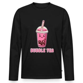 Kawaii Boba Tea Bubble Tea - Männer Premium Bio Langarmshirt - Schwarz - Vorne - Nico (187cm)