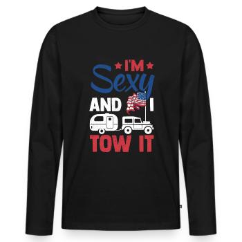 Camping Camper Caravane Camping - T-shirt manches longues Premium bio Homme - noir - Devant - Nico (187cm)