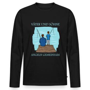 Väter und Söhne Angeln gemeinsam Angler Sprüche - Männer Premium Bio Langarmshirt - Schwarz - Vorne - Nico (187cm)