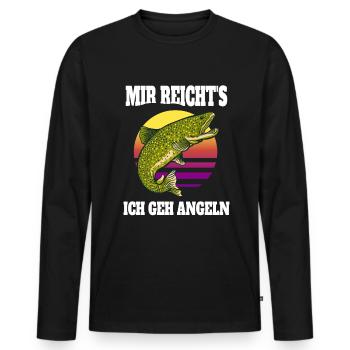 Lustige Angler Sprüche Mir reichts ich gehe Angeln - Männer Premium Bio Langarmshirt - Schwarz - Vorne - Nico (187cm)