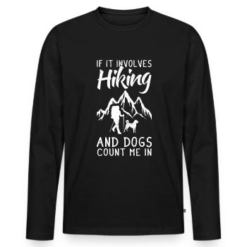 Hiking Wandern mit Hund Wanderer Bergsteiger - Männer Premium Bio Langarmshirt - Schwarz - Vorne - Nico (187cm)