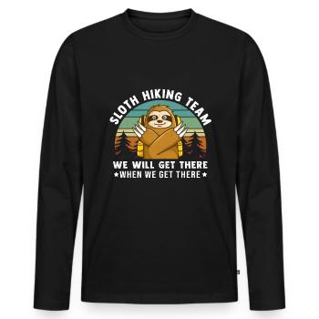 Wandern Hiking Wanderer Lustig Bergsteiger - Männer Premium Bio Langarmshirt - Schwarz - Vorne - Nico (187cm)