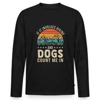 Hiking Hike Mountaineer Dog Hiking - Men's Premium Organic Long Sleeve Shirt - black - Front - Nico (187cm)