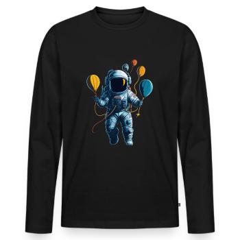 Astronaut with Air Balloons in Space - Männer Premium Bio Langarmshirt - Schwarz - Vorne - Nico (187cm)