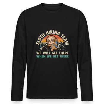 Hiking Wandern Wanderer Lustig Bergsteiger - Männer Premium Bio Langarmshirt - Schwarz - Vorne - Nico (187cm)